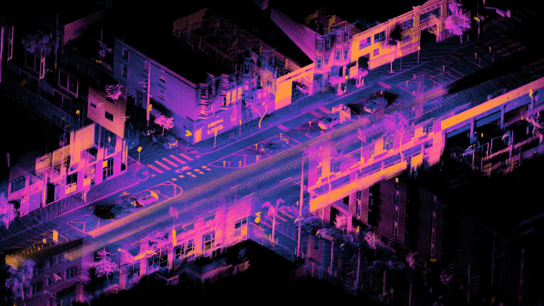 Registered lidar point cloud of a San Francisco intersection